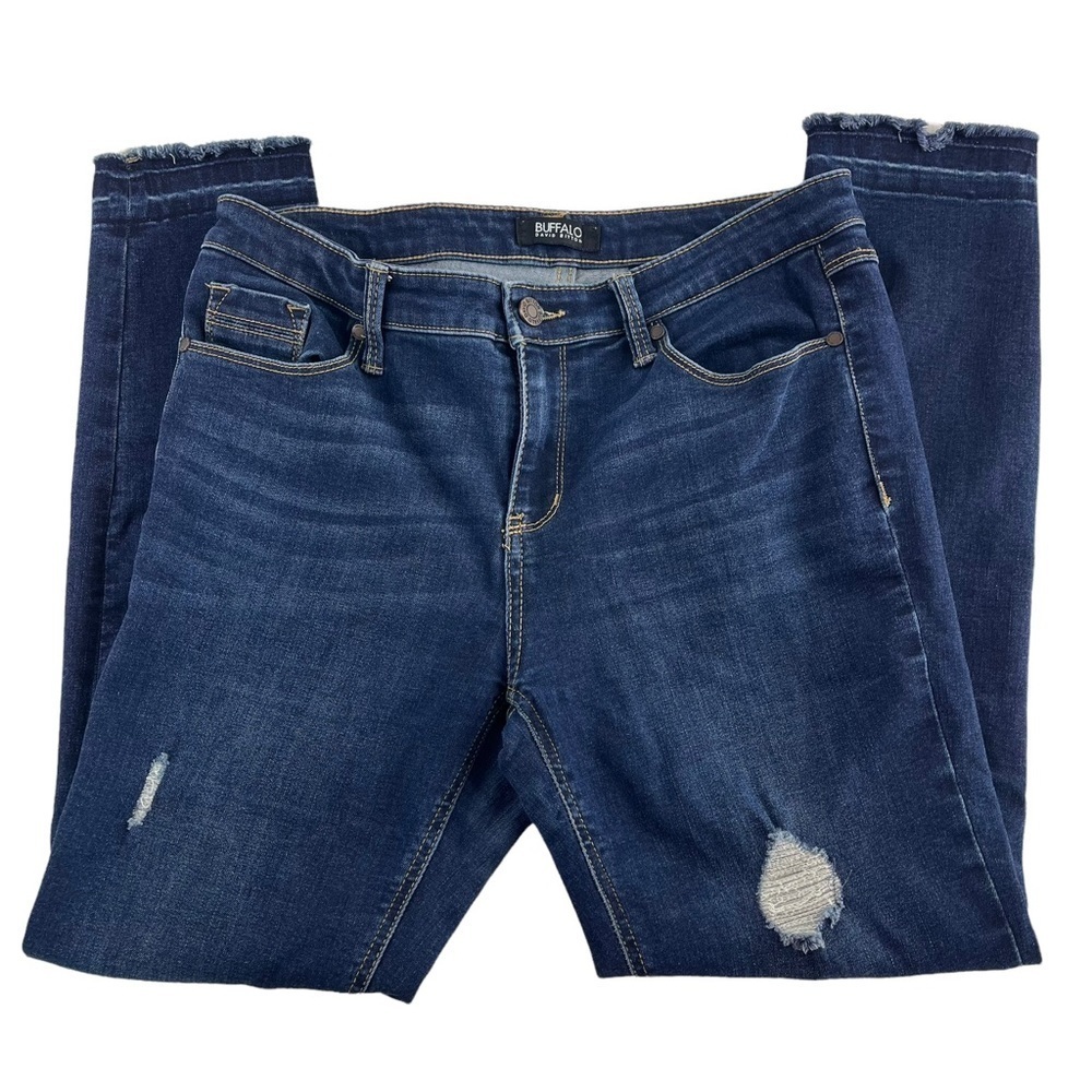 Buffalo David Bitton Jess Mid Rise Skinny Rip & Repair Jeans
